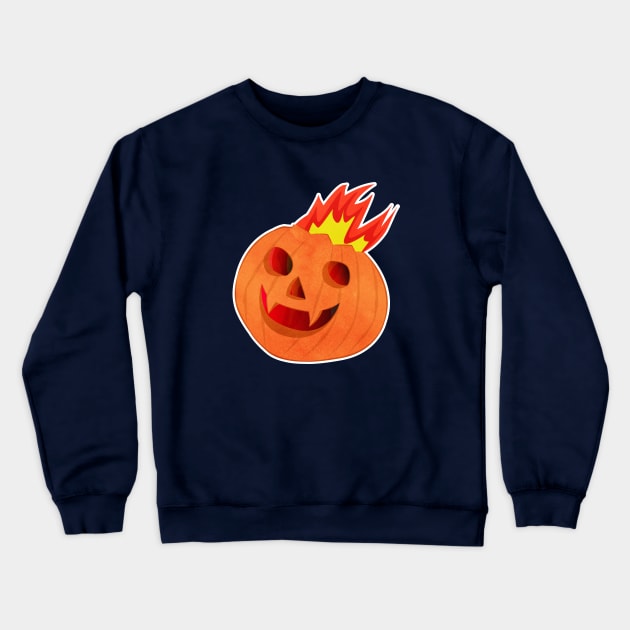 Jack O'Lantern is on Fire Crewneck Sweatshirt by Flush Gorden